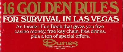 1991 Dunes Casino Country Club 16 Golden Rules Fun Coupon Book Las Vegas Gamble • $12.50