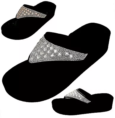 Memory Foam Flip Flops Multicolored Rhinestones Or Gold & Silver Diamond Bling • $15.99