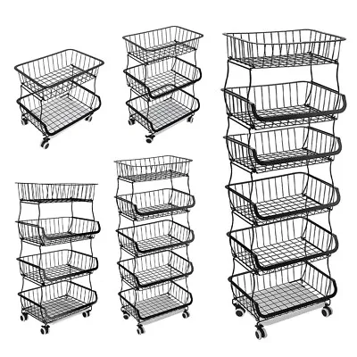 Kitchen Rack Storage Basket Holder Shelf 4/5/6 Tier Storage Cart Vegetable Fruit • £9.95