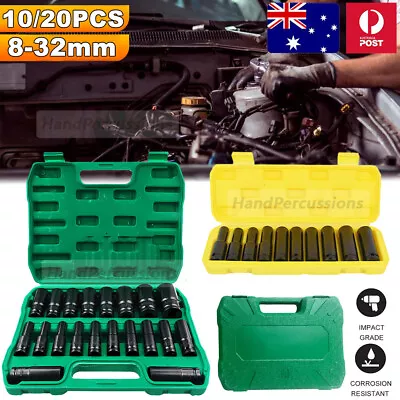 1/2  Impact Deep Socket Set 10/20Pcs 8-32mm Hex Nuts Metric Impact Sockets Drive • $32.89