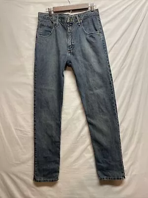 Wrangler Jeans Mens 32x34 Slim Straight Fit Faded Medium Blue Denim • $25