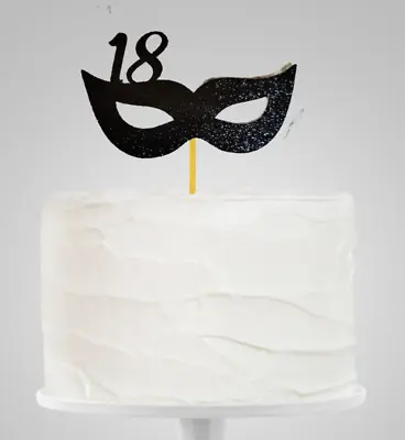 £2.75 • Buy Theatre Theme Cake Topper, Mask, Masked Ball With Age, Glitter Card, Custom Cake