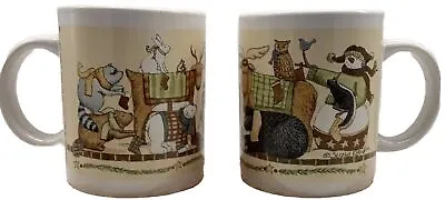 2 Snowman Christmas Animal Coffee Mugs Teresa Kogut Linda McDonald 10oz Vintage • $19.99