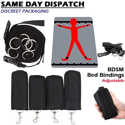 BDSM Bed Restraint Bondage Bindings Kit Handcuffs Ankle Cuffs Couple Sex Toy • $24.95