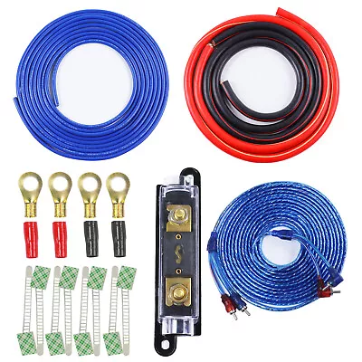 6 Gauge Amp Kit Amplifier Install Wiring Complete 6 Ga Car RCA Wires Black & Red • $41.79