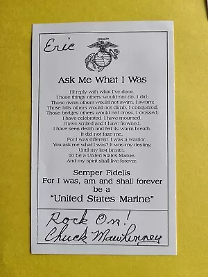 Charles Mawhinney Vietnam USMC Sniper 103 Kills Signed 3.5 X 6.5 Inch Insc. Eric • $34.99