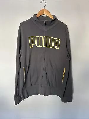 Puma Men Full Zip Gray Spelled Out Logo Track Jacket Large Athletic Outdoors • $17.88