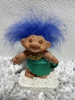 Vintage DAM 1986 Troll Doll Mermaid Blue Hair Brown Eyes 5  Cute Old • $24.87