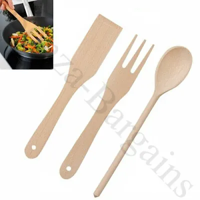 £4.99 • Buy Apollo Beech Wood Cookware Utensil Wooden Cooking Spoon Spatula Fork 3pc Set
