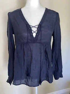 H&M Conscious Label Of Graded Goods Boho Blue Blouse Peasant Top New • $14.99
