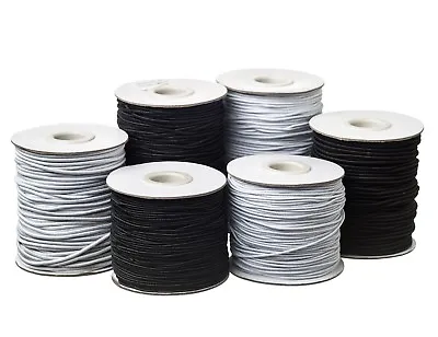 Round Hat Elastic Cord 1mm 2mm 3mm Black Or White For Beading Crafts Hats • £15.99