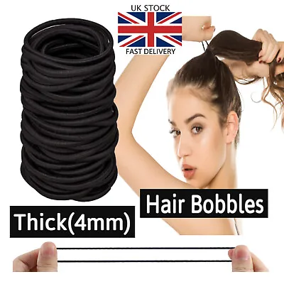 £2.89 • Buy THICK Black Hair Bands Elastics Bobbles Girls Kids School Ponies Ties UK Quality