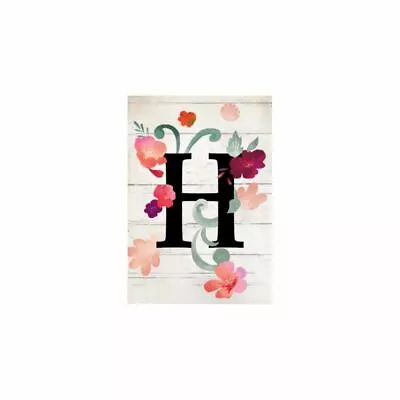 Evergreen Suede Garden Flag Floral Monogram H 18'' X 12.5'' Inches • $13.99