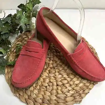 J Crew Womens Suede Leather Fuchsia James Loafers Flats Shoes Size 8.5 • $29.99
