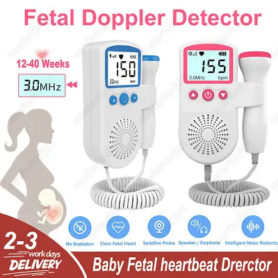 UK Ultrasonic Fetal Doppler Heart Beat Rate Baby Detector Probe Prenatal Monitor • £13.95
