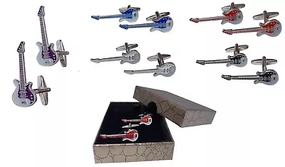 £7.99 • Buy ELECTRIC GUITAR MUSIC NOVELTY CUFFLINKS MENS LADIES GIFT In Box 50-89/93