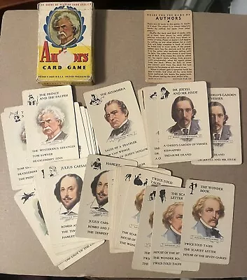 Vintage Whitman Authors Card Game Complete Deck 44 Cards W/ Instruct Card & Box! • $9.99