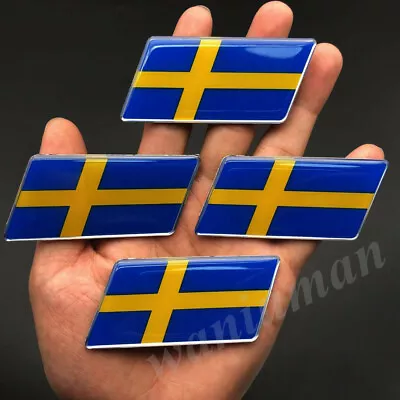 4x Sweden Flag Car Emblem Badge Gift Saab Motorcycle Fuel Tank Decal Stickers • $13.90