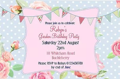  Personalised Vintage Afternoon Tea  Garden Party Birthday Invitations X 10 • £5.10