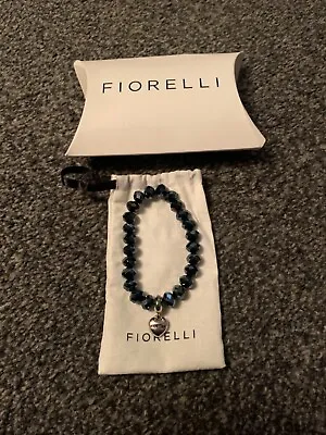 Fiorelli - Ladies Braclet - Grey/Blue Beaded Stretch Braclet With Silver Charm  • £10