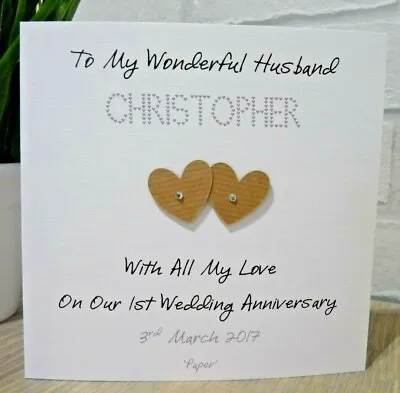 £4 • Buy Personalised 1st First Wedding Anniversary Card Husband Wife Paper
