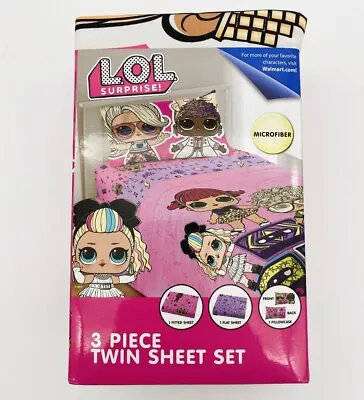L.O.L SURPRISE 3 Piece Microfiber Twin Bedding Sheet Set   LOL   NEW • $19.99