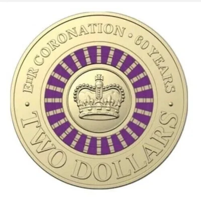 $60 • Buy 2013 AUSTRALIAN TWO DOLLAR $2 COLOURED COIN PURPLE QUEEN'S CORONATION AUNC