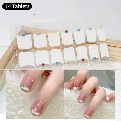 Gel Nail Art Stickers French Full Nail Wraps Waterproof Strips Solid Color HOT • $0.99