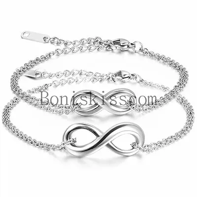 Love Infinity Charm Men's Women's Chain Bracelet Anklet Couple Valentine Gift • $8.99