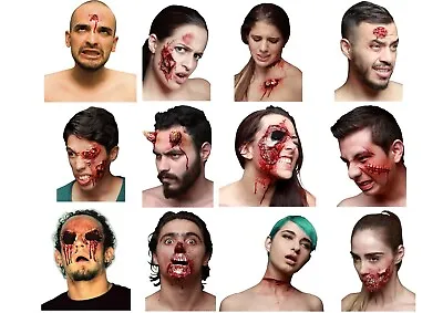 Adult Halloween Prosthetic Wound Scar Facial Cut Zombie Bite Make Up SPFX Effect • £9.99