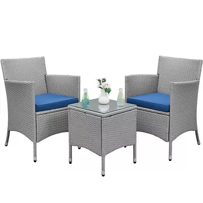 3-Piece Wicker Furniture SetOutdoor Patio Conversation Furniture Set W/Cushions • $99.99