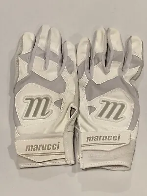 Marucci Youth Batting Gloves - Youth Medium YM - White/Gray Baseball MBGSGN2-W • $19.99
