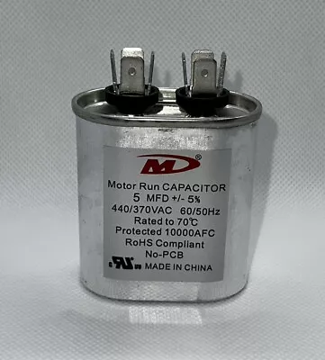 Capacitor 5 MFD Oval - Motor Run Capacitor 440/370VAC • $3.80