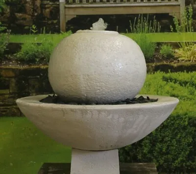 £403.57 • Buy Large White Limestone Patio Ball Fountain Garden Ornament Water Feature 