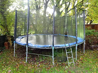 Large (16 Foot) Outdoor Trampolene With Safety Surround. Good Used Condition. • £75