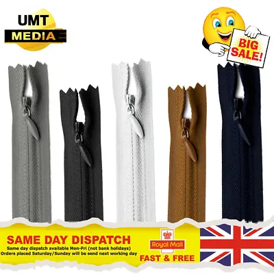 3 X Invisible Zips | Closed-Ended Concealed Zipper For Sewing By UMTMedia® • £3