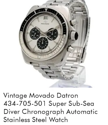 Vintage Movado Datron 434-705-501 Super Sub-Sea Diver Chronograph Automatic... • $3800