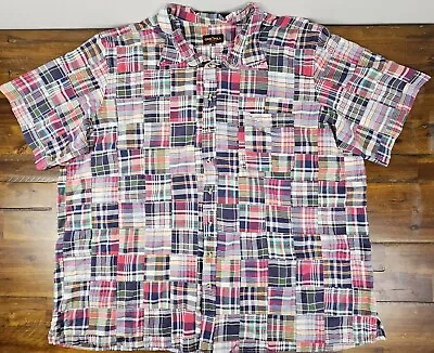 Oak Hill Madras Plaid Patchwork Shirt Mens 4XLT XXXXL Tall Short Sleeve  • $34.36