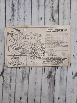 Vintage 1974 Schaper U-DRIVE-IT Assembly And Operating Instructions Sheet • $9.98