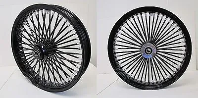 DNA MAMMOTH FAT 52 SPOKE 21x3.5 / 16x3.5 BLACK WHEELS & SPOKES HARLEY SOFTAIL FL • $1499.95