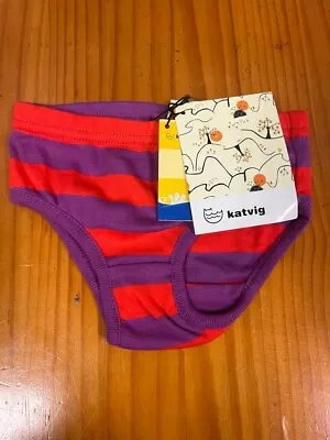 Katvig Purple And Red Striped Girls Underpants Size 4years • £2