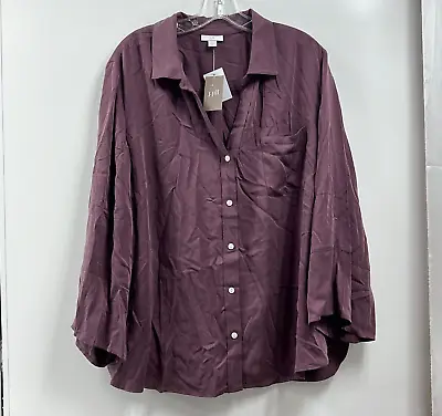 NWT J. Jill Women's Purple Spread Collar Long Sleeve Button Front Shirt Size 2X • $33.50