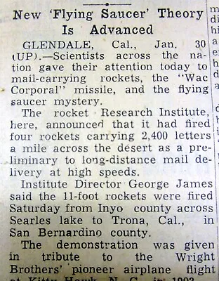 1950 Newspaper With Early Explanation Of The PRESENCE Of UFO / FLYING SAUCERS • $30