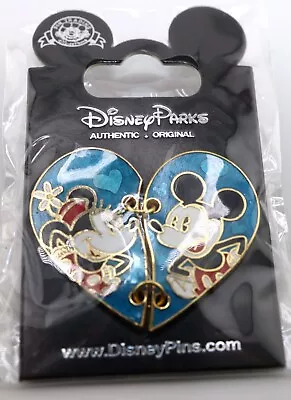 Disney Pin Mickey & Minnie Mouse Two Piece Hinged Heart 2016 Disney Couples  • $13.69