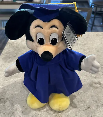 Vintage Mickey Mouse Graduation Plush Cap Gown Disney Stuffed 12  Grad Night • $18