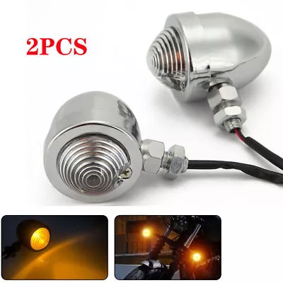 Motorcycle Mini Bullet Turn Signals Light For Harley Cafe Racer Bobber Chopper • $18.99