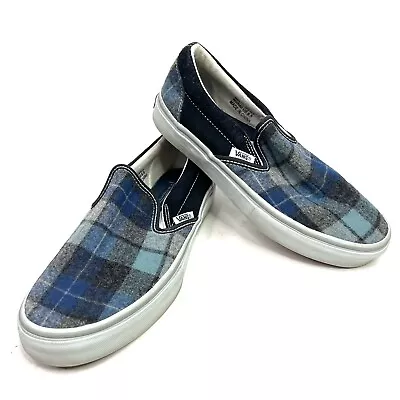 RARE VANS X Pendleton Slip On Sneakers Blue Plaid Classic Women’s 8  Men’s 6.5 • $39.99