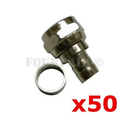 50 Pack Lot - RG59 Coax Cable F-Type 2pc Crimp-On Connector Plug CCTV DVR Male • $12.89