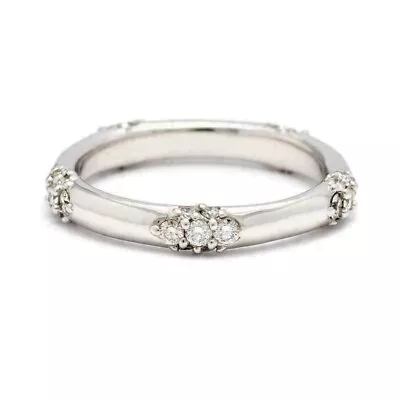 0.15Ct Round Cut Simulated Diamond Vintage Wedding Band 14k White Gold Plated • $85