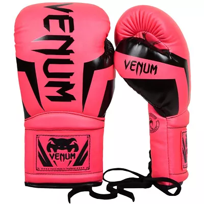 Venum Elite Lace Up Boxing Gloves - Neo Pink • $86.25